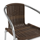 Flash Furniture Commercial Aluminum & Dark Brown Rattan Indoor-Outdoor Restaurant Stack Chair-Aluminum Frame
