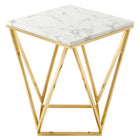 Modway Vertex Gold Metal Stainless Steel End Table - Gold White-Geometric Coffee Table