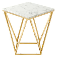 Modway Vertex Gold Metal Stainless Steel End Table - Gold White-Geometric Coffee Table