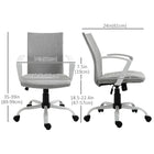 Vinsetto Mid Back Linen Swivel Computer Chair - Light Grey-Adjustable seat height from 35"