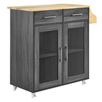 Modway Cuisine Kitchen Cart - Charcoal Natural-Modern Kitchen Cart
