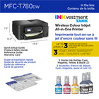 Brother INKvestment Tank MFC-T780DW Wireless Inkjet All-in-One Printer - Colour - Duplex Printing - Up to 3 Years of In-Box Ink-For customer service, visit www.brother.ca/support-center