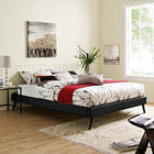 Modway Loryn Vinyl King Bed Frame with Round Splayed Legs - Black-Upholstered in Vinyl