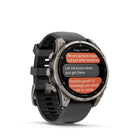 Garmin fēnix 8 Pro Multisport GPS Smartwatch - 47 mm - Titanium with Graphite/Black Silicone Band-SATELLITE MESSAGING - When you’re venturing into off-grid locations, including up to 50 miles offshore, the watch’s inReach technology allows you to send messages and get location checkins — once you establish a satellite link — with no phone connection required.