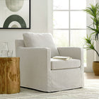 Modway Serene Fabric Slipcovered Swivel Armchair - Linen-Washable Slipcover and Cushion Covers