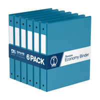 Davis Group Premium Economy Binder - Round Ring - 1" - Turquoise Blue - 6 Pack-3 Ring Binder