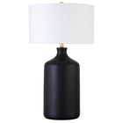 Hudson&Canal Sloane 29" Tall Ceramic Table Lamp with Fabric Shade - Matte Black/White-Transitional design for your living room, workspace, or bed side table