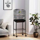 PawHut 49" H Rolling Bird Cage with Accessories, Detachable Stand and Storage - Black-Two large doors and five smaller doors for convenient access to the interior 