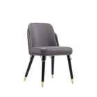 Manhattan Comfort Estelle 20.08" Modern Faux Leather Upholstered Dining Chair - Pebble and Black-Modern Dining Chair Perfect for Dining and Home Office Use