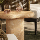 Modway Elowen Indoor/Outdoor Patio Textured Faux Travertine Side Table - Travertine-Cylindrical Single Leg Pedestal Base