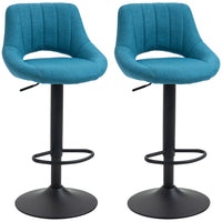 HOMCOM Adjustable Counter Height Swivel Bar Stools - Blue - 2 Pack-Packaged in a set of 2, it's excellent for creating a coordinating look in your home
