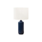 Monarch Specialties 23" H Contemporary Table Lamp - Blue Ceramic / Ivory / Cream Shade-This stylish 23"h table lamp features a chic, ribbed glossy blue ceramic base paired with a sophisticated ivory fabric shade, making it the perfect accent piece to elevate any decor style