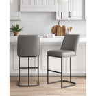 Manhattan Comfort Serena 17.71" Modern Leatherette Upholstered Barstool - Grey - 2 Pack-Frame Made of Metal with Matte Black Finish