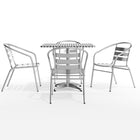 Flash Furniture 31.5'' Square Aluminum Indoor/Outdoor Table with 4 Slat-Back Chairs (TLH32SQ017BCHR4)-Flash Furniture 5 Year Limited Product Warranty