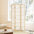 HOMCOM 3 Panel Freestanding Room Divider - Natural Wood-Materials: Non-woven Fabric, Paulownia Wood
