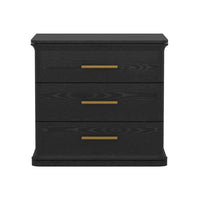 Manhattan Comfort Clifford Traditional 3-Drawer Nightstand - Black-Wood Grain Laminate Finish: Warm, natural wood look with a durable, easy-to-clean surface