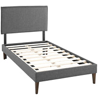 Modway Amaris Fabric Twin Platform Bed with Squared Tapered Legs - Grey-Fine Polyester Upholstery
