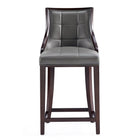 Manhattan Comfort Fifth Avenue 19" Traditional Faux Leather Upholstered Counter Stool - Pebble Grey-Traditional Counter Stool with Backseat Perfect for Bar and Kitchen Use
