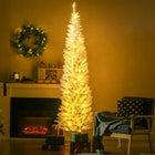 HOMCOM 7' Pre-Lit Artificial Christmas Tree with Warm White LED Lights - White-200 LED lights built right into the tree provide a warm display 
