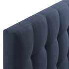 Modway Lily Upholstered Fabric Queen Headboard - Navy-Queen Wood Post Distance - 58.26 inches