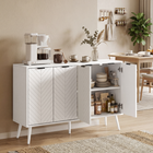 HOMCOM 47" Modern Sideboard Buffet Cabinet with Multi Storage Doors - White-Equipped with two adjustable shelves to accommodate items of various heights