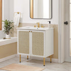 Modway Chaucer 30" Bathroom Vanity - White-Metal Cabinet Knobs