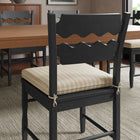 Modway Jax Oak Wood Dining Chair With Wavy Razor Back and Cushion - Black Oatmeal Stripe-Non-Marking Foot Pads