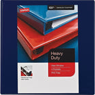 Staples Heavy-Duty View Binder with D-Rings - 2" - Blue-Back-mounted rings allow pages to lie flat