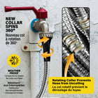 Bionic Steel Pro Metal Heavy Duty Garden Hose with Sprayer Nozzle - 125'-Solid brass fittings with a 360 degree spin collar keep the connection tight and help prevent the hose from uncoiling