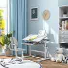 Qaba Kids Desk & Chair Set Height Adjustable with Tilt Desktop - Grey-Adjustable anti-slip foot pads maintain stability on uneven floors

