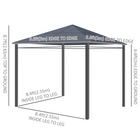 Outsunny 10 ft W x 10 ft L Hardtop Gazebo Canopy - Outdoor Patio Gazebo - Dark Grey-Double-sided zipper curtains create a private space