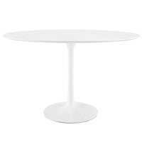 Modway Lippa 48" Oval Wood Dining Table - White-Modern Dining Table