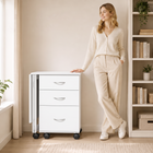 HOMCOM 42" Foldable Mobile Computer Desk with 3 Drawers and Wheels - White Wood Grain-Sized 42.1" L x 19.7" W x 28.3" H, this folding desk suits individual use