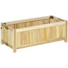 Outsunny Foldable Wood Planter Box - 28" L x 11.6" W x 10" H - Natural-Suitable for plants, vegetables, herbs, flowers, etc. 