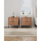 Manhattan Comfort DUMBO 20.07" Modern 2-Drawer Nightstand 2-Piece Set - Golden Brown-Includes 2 Full Extension Drawers Designed in Vertical Textured Ribbed Lines