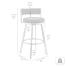 Armen Living Roman 26" Counter Height Swivel Bar Stool in Grey Faux Leather & Brushed Stainless Steel-9