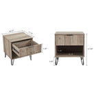 Manhattan Comfort DUMBO Modern 1-Drawer Nightstand and 3-Drawer Dresser Set - Rustic Grey-Stylish Splayed Gold Metal Legs Adding Seamless Fashion Design and Durability. Leg Height: 7.32 in.