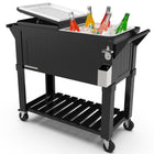 Permasteel 80 qt Furniture Style Patio Cooler with Divider - Black-Additional features: Bottle opener, cap catcher