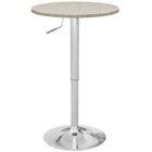 HOMCOM Round Bar Table for 2, Easy Assembly for Home Bar Cocktail Bistro - Beige Grey-Hydraulic lift mechanism allows height adjustment from 27-37"