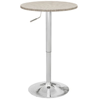 HOMCOM Round Bar Table for 2, Easy Assembly for Home Bar Cocktail Bistro - Beige Grey-Hydraulic lift mechanism allows height adjustment from 27-37"