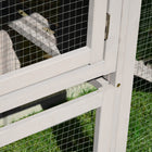 PawHut 33" H Large Ourdoor Wood Rabbit Hutch - Grey-Removable bottom sliding tray for easy cleaning 