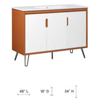 Modway Energize 48" Bathroom Vanity - Cherry/White-Ceramic Sink Basin with 8" Centerset Holes