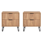 Manhattan Comfort DUMBO 20.07" Modern 2-Drawer Nightstand 2-Piece Set - Golden Brown-Modern-Contemporary with a taste of Glam - Nightstand for Bedroom and Living Room Use. Set of 2