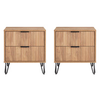 Manhattan Comfort DUMBO 20.07" Modern 2-Drawer Nightstand 2-Piece Set - Golden Brown-Modern-Contemporary with a taste of Glam - Nightstand for Bedroom and Living Room Use. Set of 2