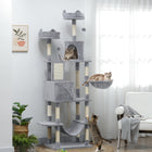 PawHut 81" Large Cat Tree with Scratching Posts, Condos and Beds - Light Grey-Made from particleboard and a large base for stability 