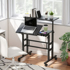 HOMCOM 27.6" Stand Up Desk with Tilting Desktop - Black-Front desktop rotates 45°, providing a comfortable angle for typing