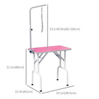 PawHut Foldable Pet Grooming Table for Dogs Cats Non-slip Surface - Pink-Stainless steel arm and hardware provide maximum durability