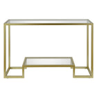 Hudson&Canal Athena 47.75"W Console Table - Brass-Features a tempered glass top and shelf
