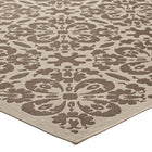 Modway Ariana Vintage Floral Trellis Indoor/Outdoor Area Rug - 9 ft W x 12 ft L - Light/Dark Beige-High Density / Machine-Woven