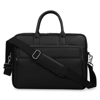 Bugatti Wellington Briefcase for Laptops up to 15.6" - Black-Made of pebble-grain synthetic leather